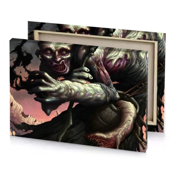a demonic demon with large head and body holding smoky black canvas - Image 4