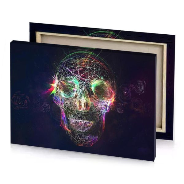 a digital skull with colorful lines and black background charcoal canvas - Image 4