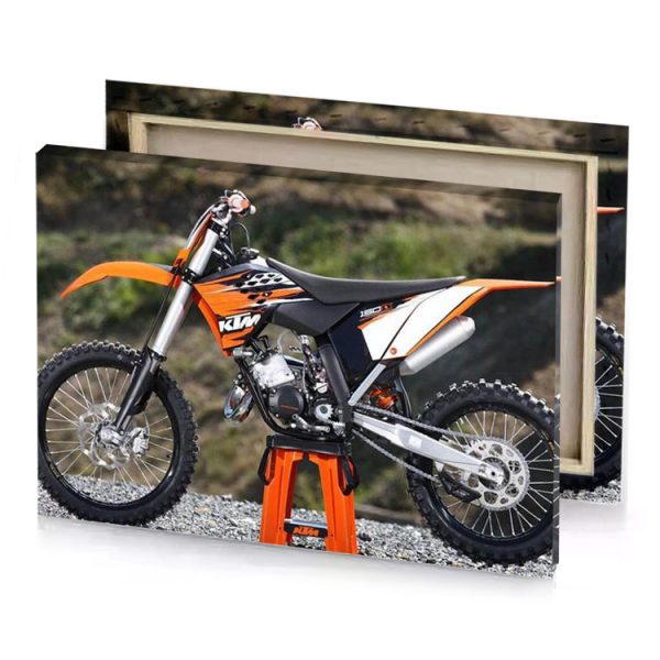 a dirt bike parked on rocky road white smoke canvas - Image 4
