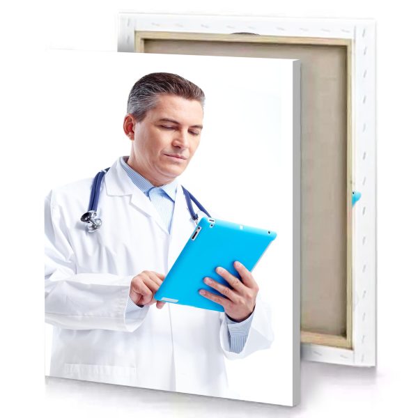 a doctor holding clipboard ghost white canvas - Image 4