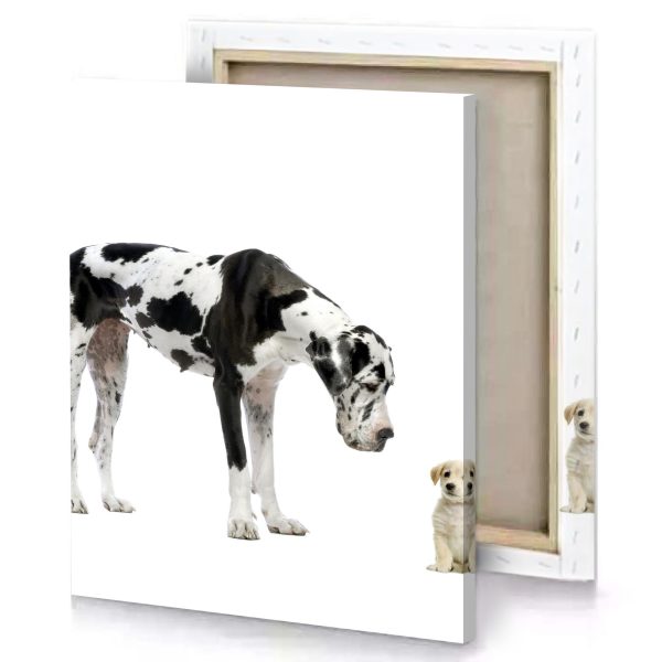 a dog and puppy are standing together smoky black canvas - Image 4