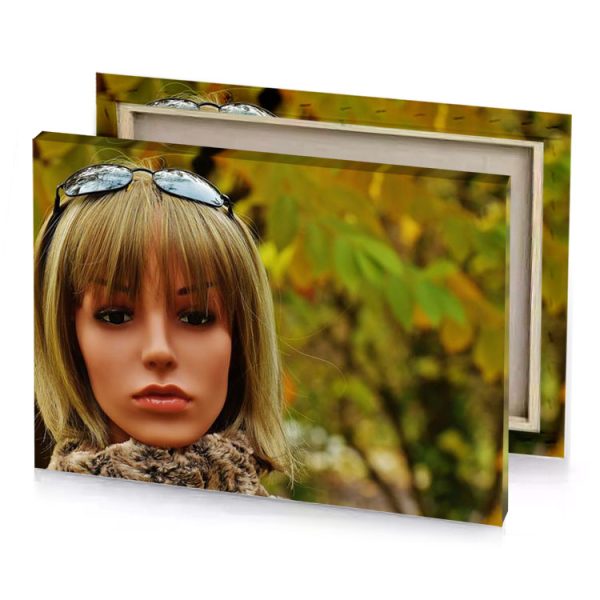 a doll wearing fur coat and sunglasses sepia canvas - Image 4