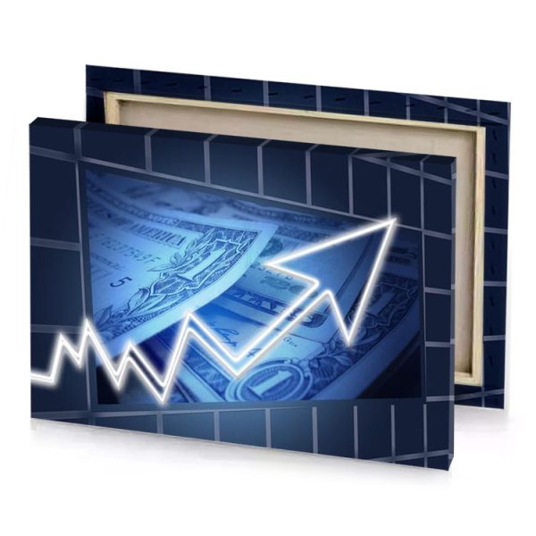 a dollar with arrow going up steel blue canvas - Image 4