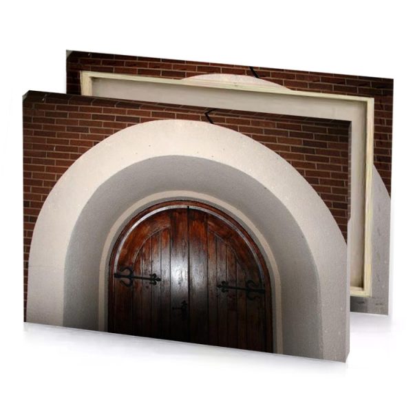 a door in brick wall with arch eggshell canvas - Image 4