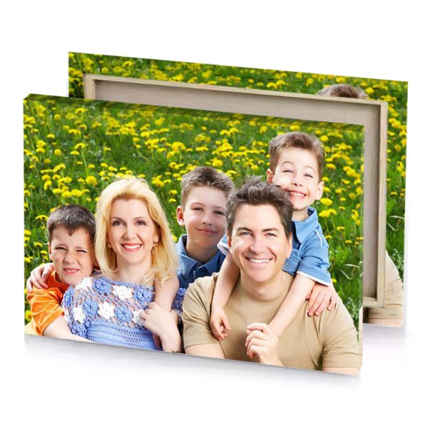 a family poses for picture in field of flowers olive drab canvas - Image 4