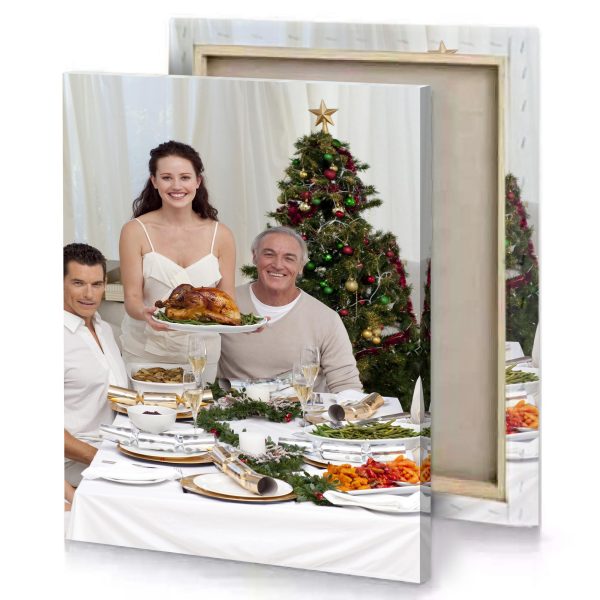 a family sitting at table silver canvas - Image 4