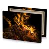 a fire burning in fireplace with flames copper canvas - Image 4