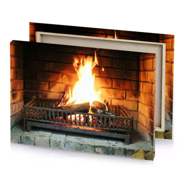 a fire in fireplace light golden rod yellow canvas - Image 4