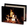 a fire in fireplace with flames burning chocolate canvas - Image 4
