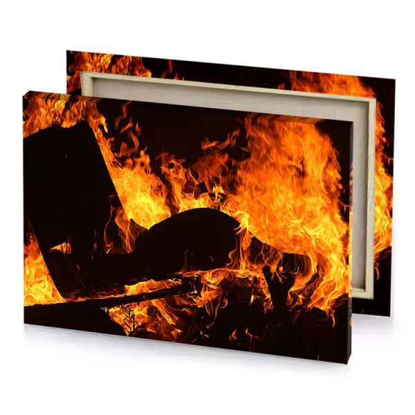 a fire in the dark smoky black canvas - Image 4