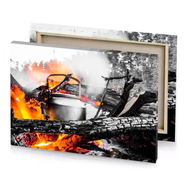 a fire in the woods light salmon canvas - Image 4