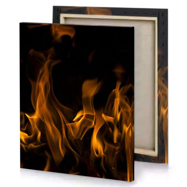 a fire is burning in the dark saddle brown canvas - Image 4