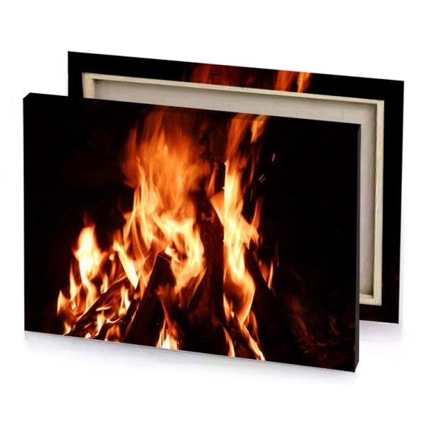 a fire is lit in the dark sand brown canvas - Image 4