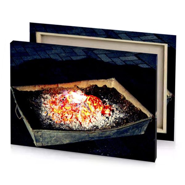 a fire pit with lit on it burlywood canvas - Image 4