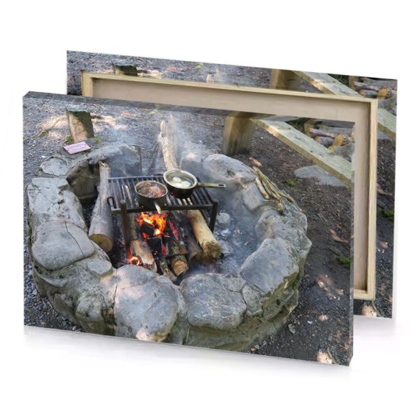a fire pit with pot on it manatee canvas - Image 4