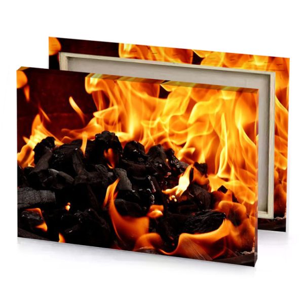 a fire with flames burning in it smoky black canvas - Image 4