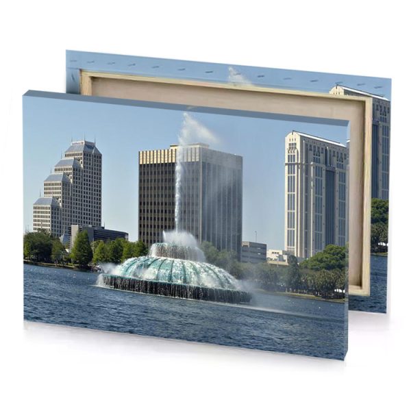 a fountain in the water slate gray canvas - Image 4