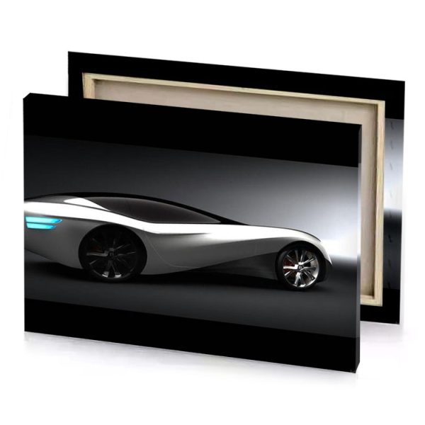 a futuristic car with blue light on the side taupe canvas - Image 4