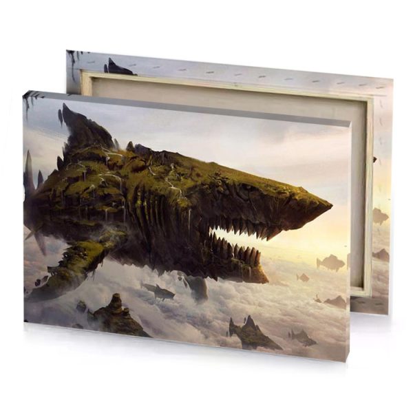 a giant dinosaur in the sky with large head zinnwaldite brown canvas - Image 4