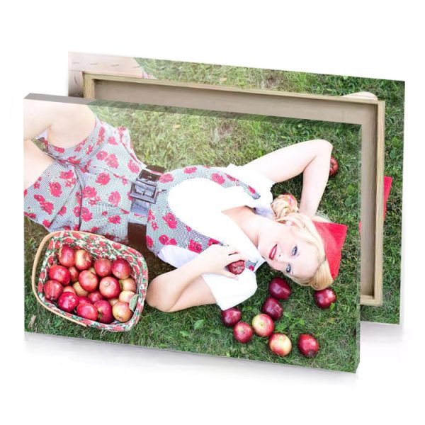 a girl laying on the grass with apples white smoke canvas - Image 4
