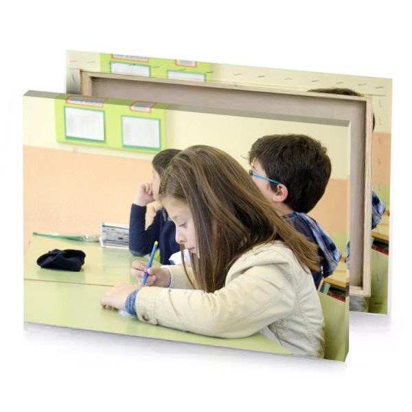 a girl sitting at table dark olive green canvas - Image 4