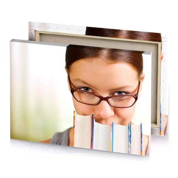 a girl with glasses and book white smoke canvas - Image 4