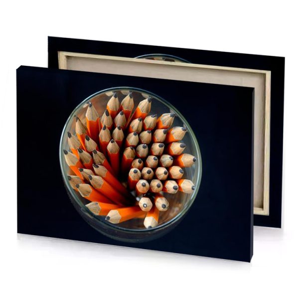 a glass filled with pencils and bunch of orange firebrick canvas - Image 4