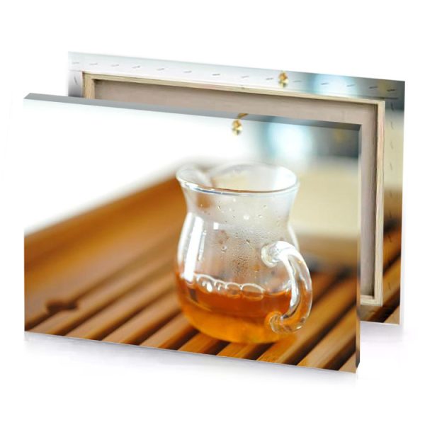 a glass of tea on wooden table copper canvas - Image 4