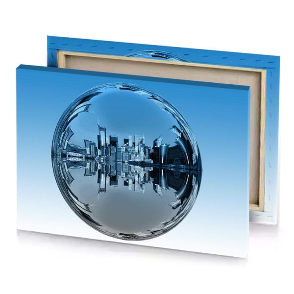 a glass sphere with city in the middle slate gray canvas - Image 4
