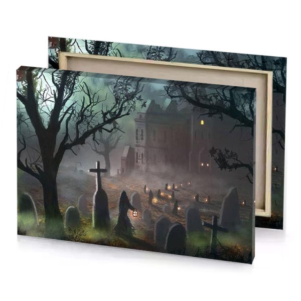 a graveyard with tombstones and in the fore gray canvas - Image 4