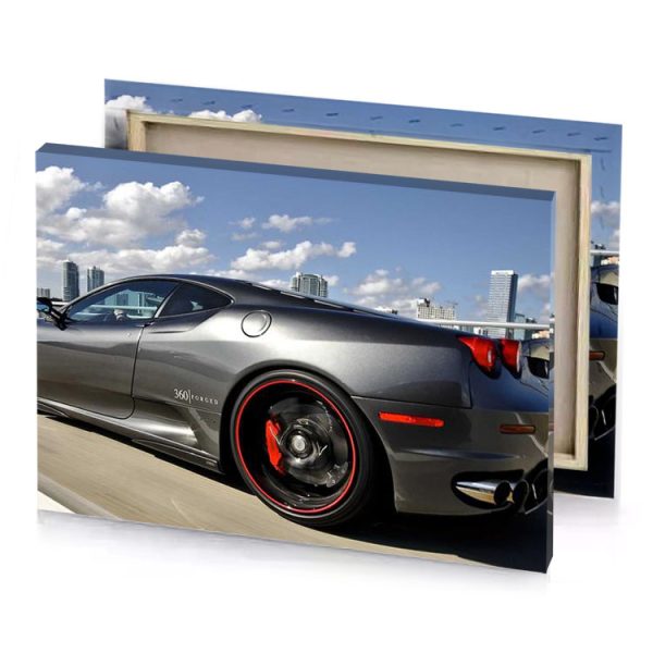 a gray sports car driving down highway moonstone blue canvas - Image 4