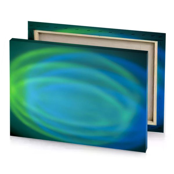 a green and blue circular with black background tiffany canvas - Image 4
