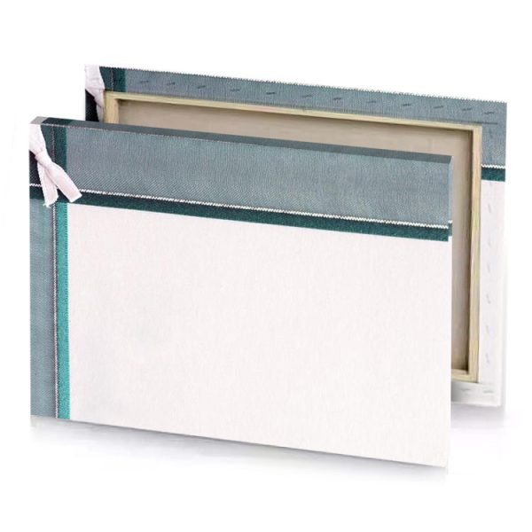 a green and white striped fabric with ribbon lavender blush canvas - Image 4