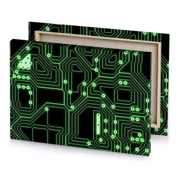 a green circuit board pattern bistre canvas - Image 4