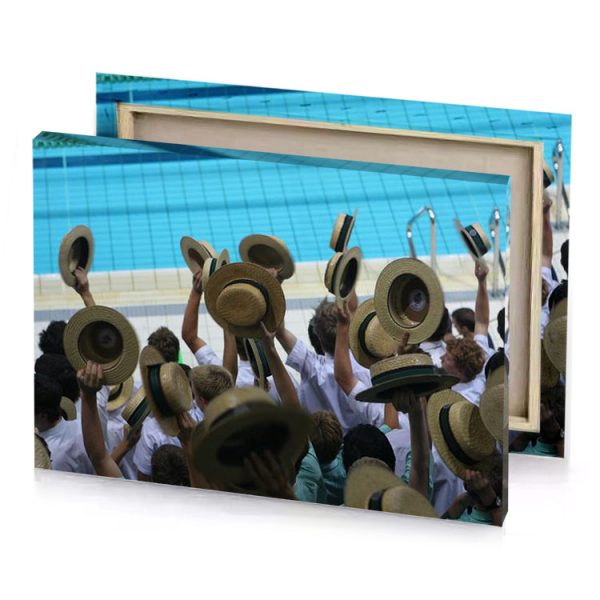 a group of people wearing hats in pool bistre canvas - Image 4