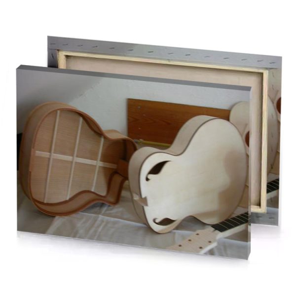 a guitar and case on table bistre canvas - Image 4
