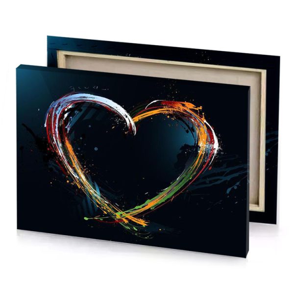 a heart made of paint on black background carrot orange canvas - Image 4