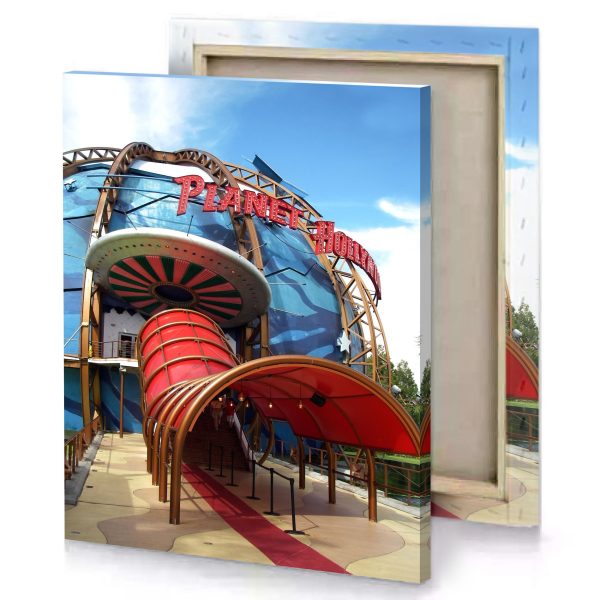 a large blue and red building fire opal canvas - Image 4