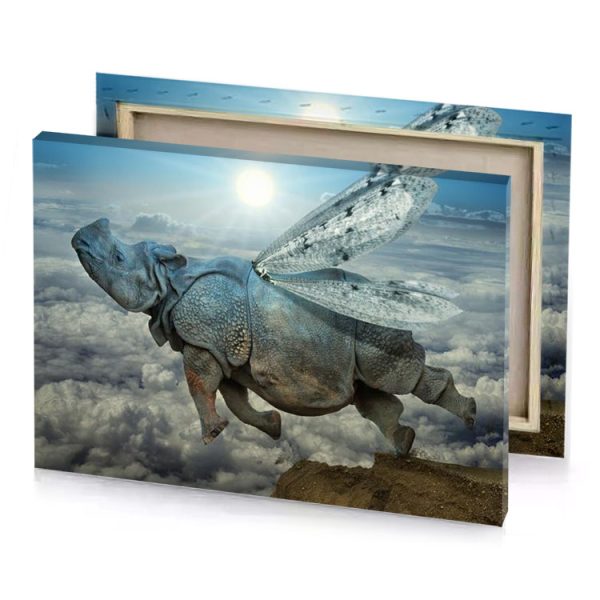 a large dinosaur flying over rocky mountain charcoal canvas - Image 4
