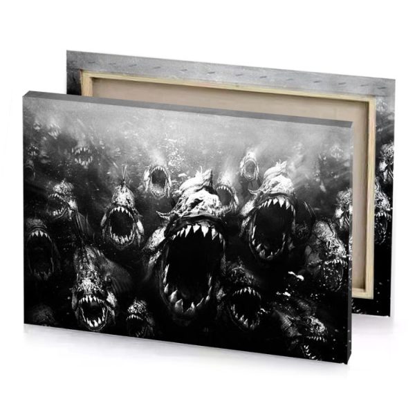 a large group of fish swimming in the ocean silver canvas - Image 4