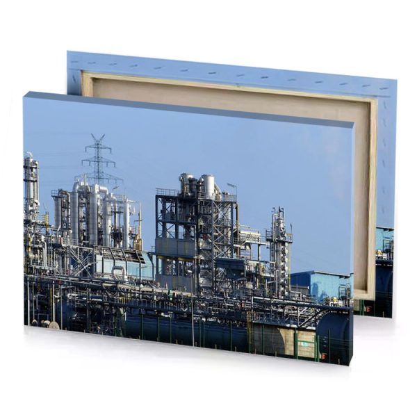 a large industrial plant with many pipes charcoal canvas - Image 4