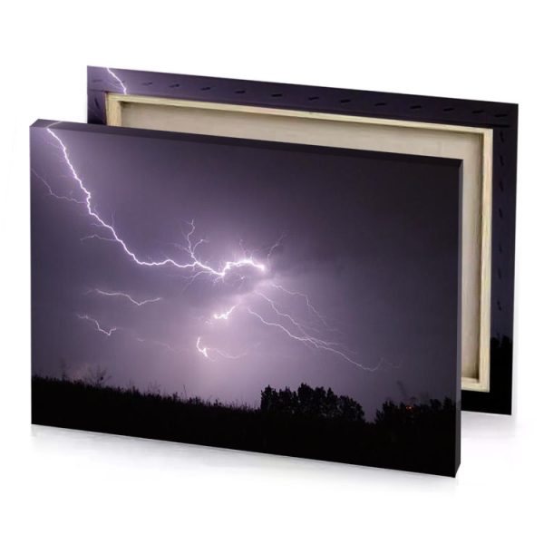 a lightning storm is seen over field rose quartz canvas - Image 4
