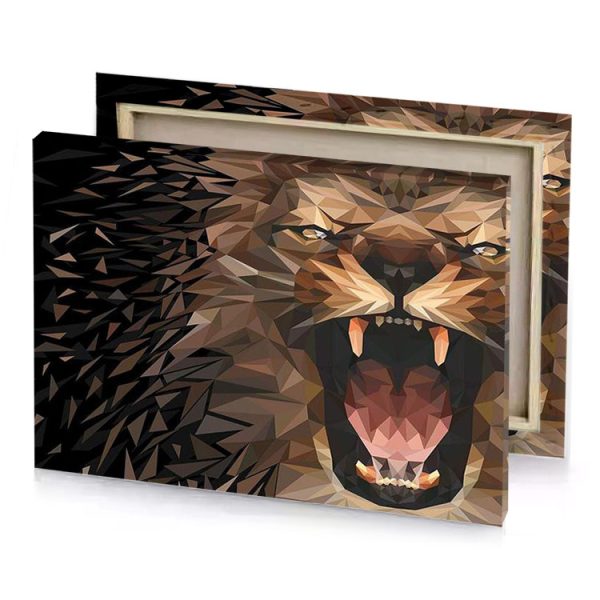 a lion head made up of triangles garnet canvas - Image 4