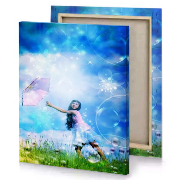 a little girl is holding butterfly in field lavender canvas - Image 4