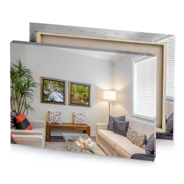 a living room with couch and coffee table silver canvas - Image 4
