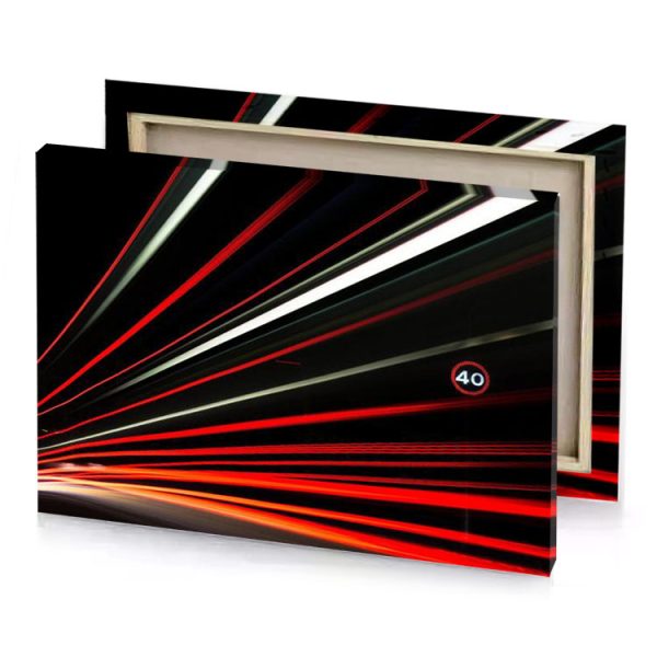 a long exposure of car driving through tunnel red canvas - Image 4