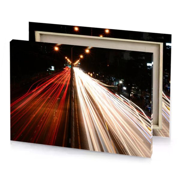 a long exposure of city street at night maroon canvas - Image 4