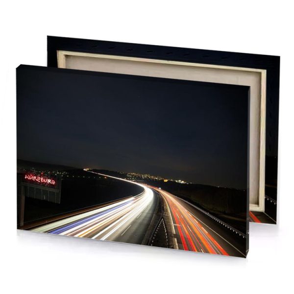 a long exposure of highway with lot light trails linen canvas - Image 4