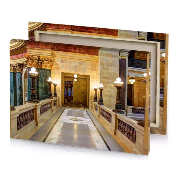 a long hallway with clock and on the wall burlywood canvas - Image 4