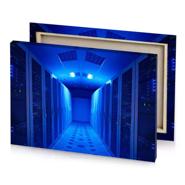 a long hallway with rows of servers dodger blue canvas - Image 4